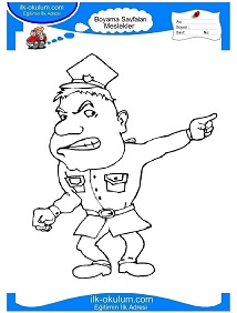Çocuklar İçin Polis Boyama Sayfaları 